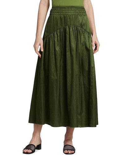 Vince Smocked Maxi Skirt - Green