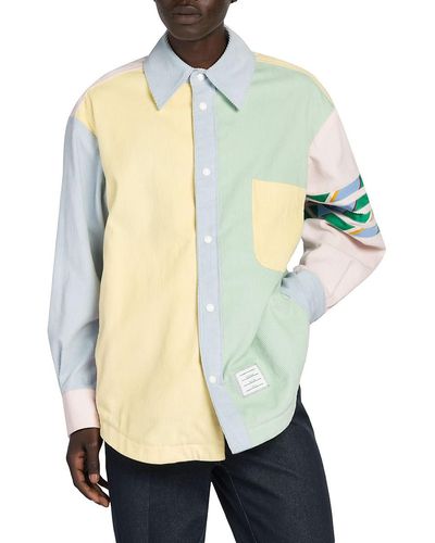 Thom Browne Collared Corduroy Shirt Jacket - White
