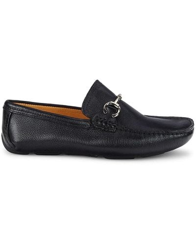Saks Fifth Avenue Pebbled Leather Bit Driving Loafers - Black