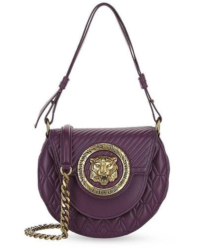 Just Cavalli Icon Tiger Plaque Shoulder Bag - Purple