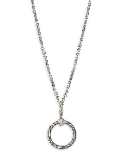 Marco Bicego Bi49 18k White Gold & 0.03 Tcw Diamond Small Circle Pendant Necklace/15.75" - Metallic