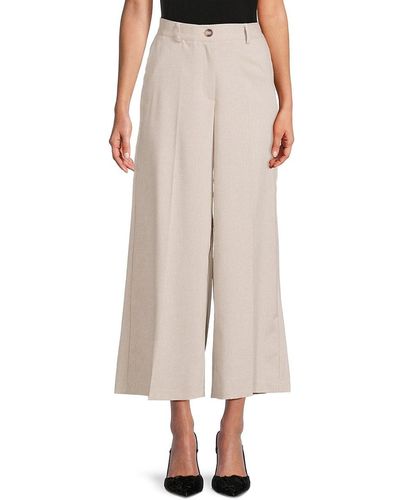 Adrianna Papell Cropped Wide Leg Pants - Natural