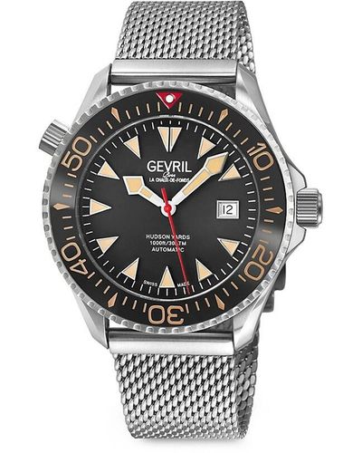 Gevril Hudson Yards 43Mm Stainless Steel Automatic Bracelet Watch - Gray