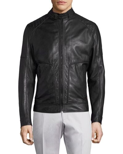 Strellson Shield Perforated Leather Jacket - Black