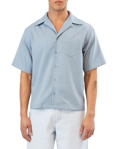 RTA Oversized Button Front Shirt - Blue