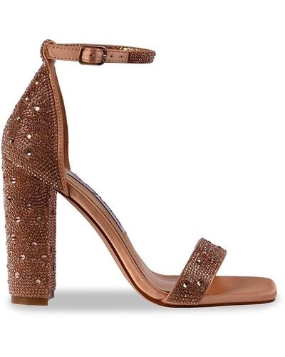 Lady Couture Dalia Rhinestone Block Sandals - Brown