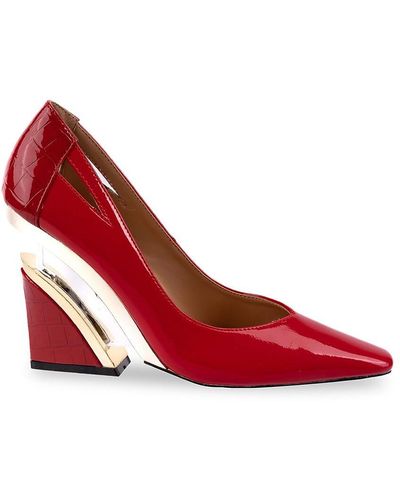 Ninety Union Viper Croc-embossed Pumps - Red