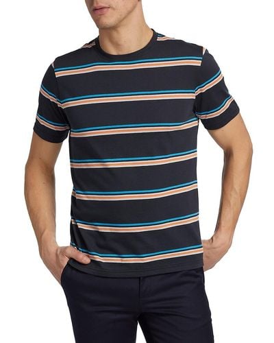 Saks Fifth Avenue Saks Fifth Avenue Slim Fit Multi Stripe T Shirt - Blue