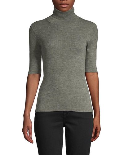 Theory Turtleneck Merino Wool Jumper - Grey