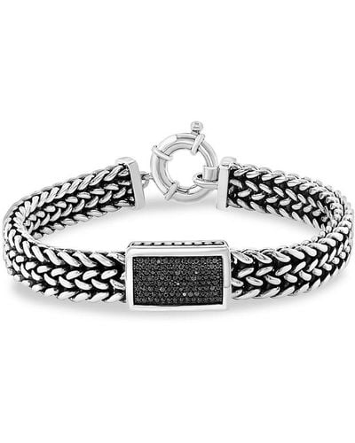 Effy Sterling Silver & Black Spinel Foxtail Chain Bracelet - Metallic