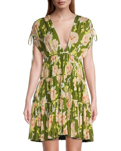 Rebecca Taylor Floral Tiered Minidress - Green