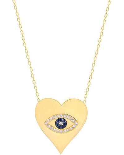 Gabi Rielle I Heart You 14K Goldplated Sterling & Crystal Heart Lucky Evil Eye Pendant Necklace - Metallic
