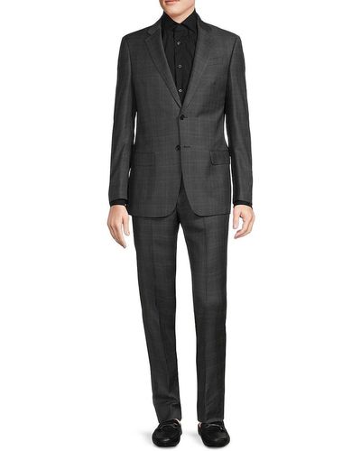 Armani Plaid Virgin Wool Suit - Black