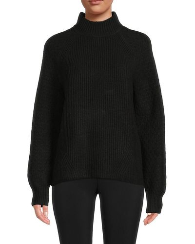 Calvin Klein Cable Knit Raglan Sleeve Sweater - Black