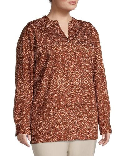 Calvin Klein Plus Pattern Shirt - Brown