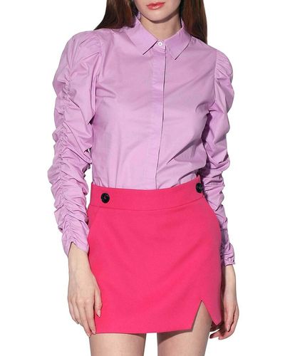Walter Baker Marcella Ruched Sleeve Shirt - Pink