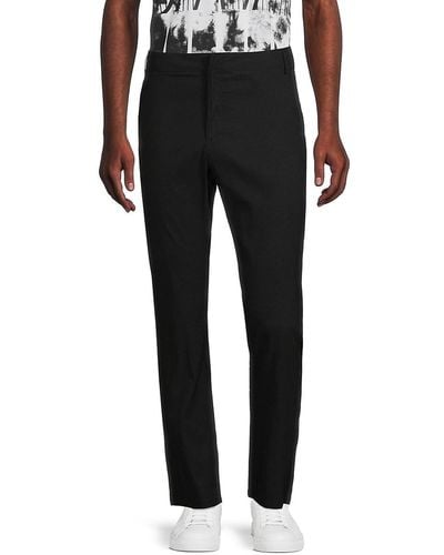 Kenneth Cole Solid Flat Front Trousers - Black