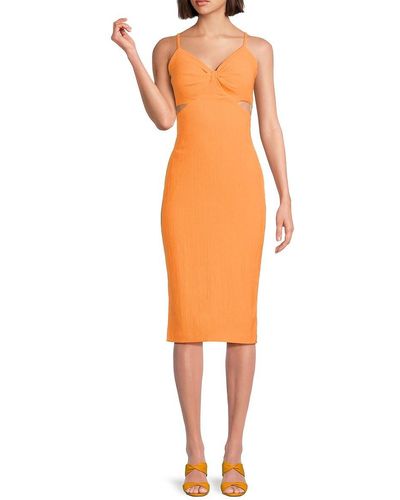 Guess Cutout Midi Sheath Dress - Orange