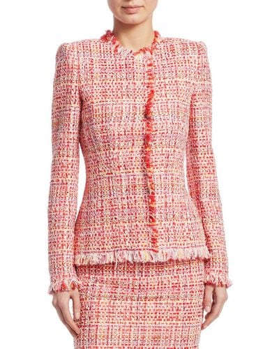 Alexander McQueen Frayed Tweed Jacket - Pink