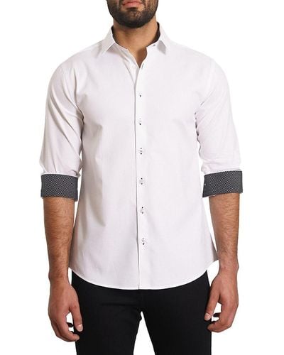 Jared Lang 'Trim Fit Contrast Cuff Sport Shirt - White
