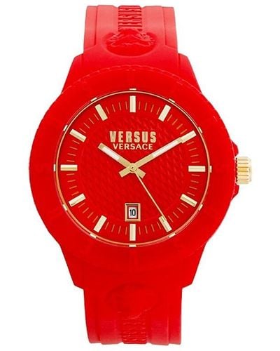 Versus 43Mm Stainless Steel & Silicone Watch - Red
