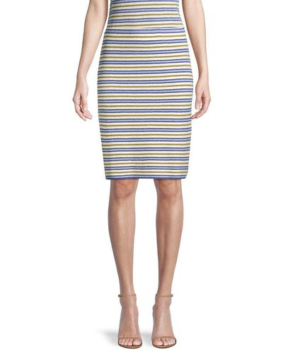 Rebecca Taylor Striped Boucle Pull-on Skirt - Gray