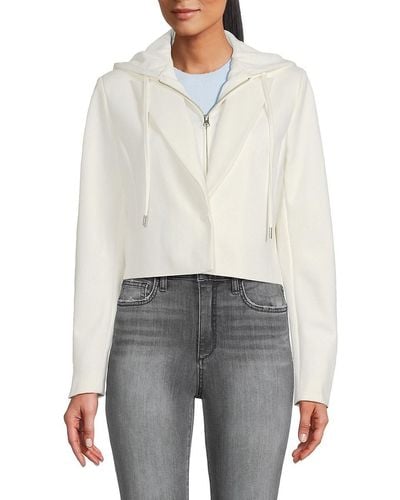 Central Park West Dickie Hooded Cropped Blazer - White