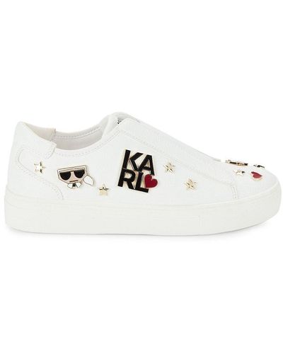 Karl Lagerfeld Caitie Logo Graphic Slip On Sneakers - White