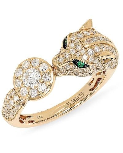 Effy 14k Yellow Gold, Diamond & Emerald Ring - Metallic