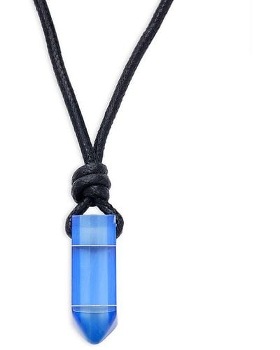 Tateossian Steel, Wax & Glass Pendant Necklace - Blue