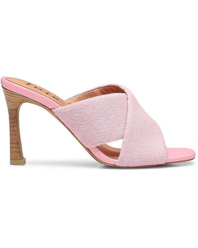 Joie Luce Stacked Heel Crisscross Strap Sandals - Pink