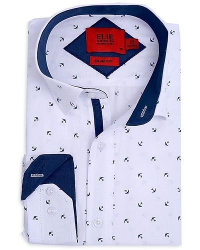 Elie Balleh Slim Fit Anchor Dress Shirt - Blue