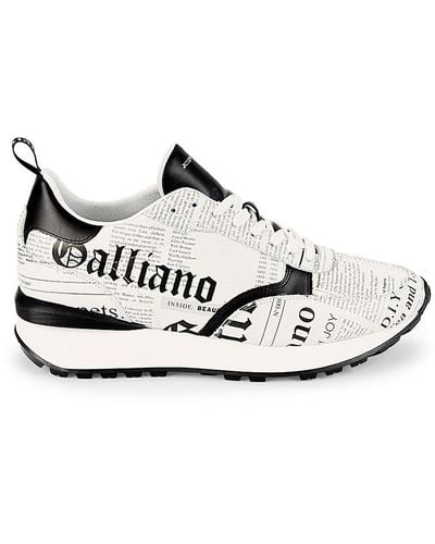 John Galliano Gazette Leather Trainers - White