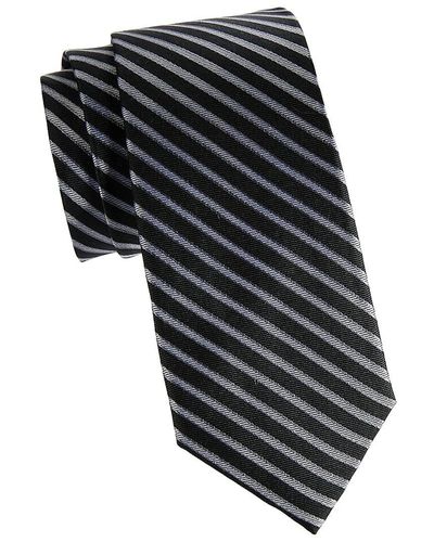 Saks Fifth Avenue Striped Silk Grosgrain Tie - Blue