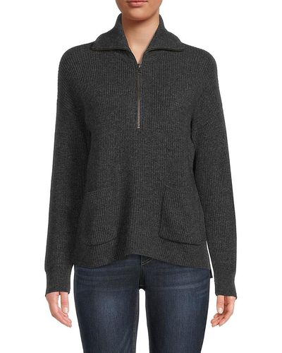 Madewell Glenbrook Merino Wool Blend Half Zip Jumper - Black