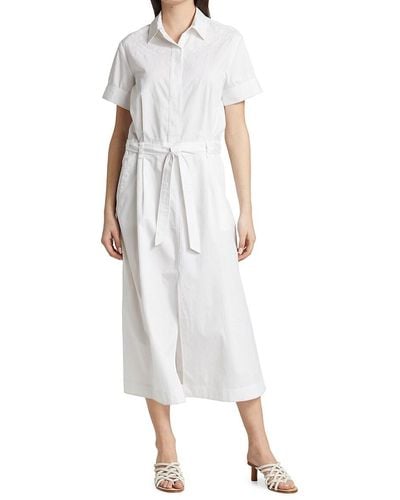 Rag & Bone Jade Embroidered Belted Shirt Dress - White