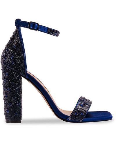 Lady Couture Dalia Rhinestone Block Sandals - Blue