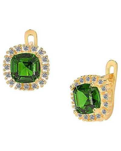 Gabi Rielle Bejeweled 14k Yellow Goldplated Sterling Silver & Emerald Cut Cubic Zirconia Drop Earrings - Green