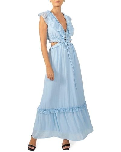 Akalia Miah Lace Trim Cutout Maxi Dress - Blue