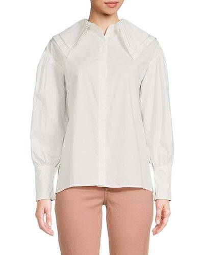 7021 Collared Drop Shoulder Shirt - White
