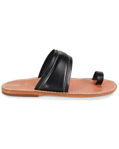 Sam Edelman Margit Leather Flat Sandals - Black