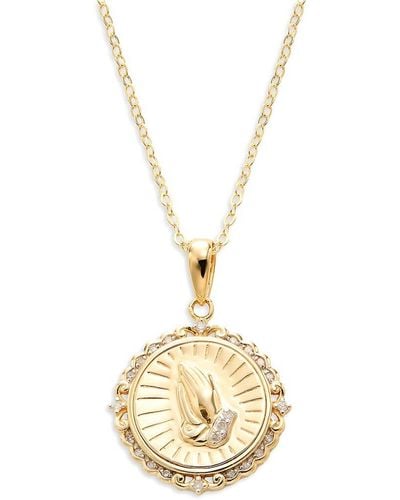 Saks Fifth Avenue 14K Goldplated Sterling & 0.085 Tcw Diamond Pendant Necklace - Metallic