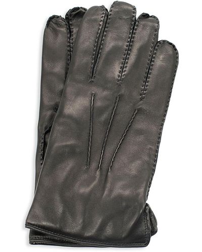 Portolano Handsewn Cashmere Lined Leather Gloves - Grey