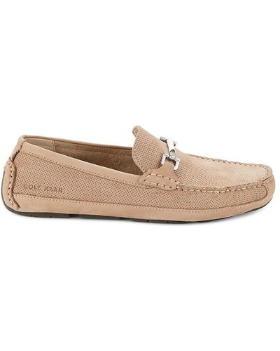 Cole Haan Wyatt Nubuck Leather Driving Bit Loafers - Natural