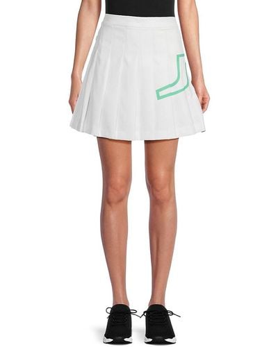 J.Lindeberg J. Lindeberg 'Naomi Pleated Logo Mini Skirt - White