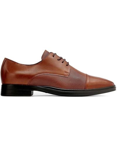 Karl Lagerfeld Cap Toe Leather Oxford Shoes - Brown
