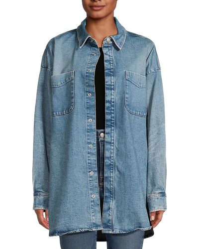 GOOD AMERICAN Oversized Denim Shirt Jacket - Blue