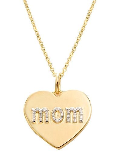 Saks Fifth Avenue 14k Goldplated Sterling Silver & 0.10 Tcw Diamond Mom Heart Pendant Necklace - Metallic