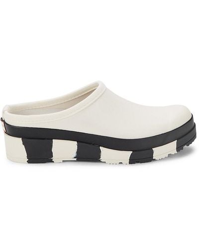 HUNTER Play Striped Sole Clogs - White