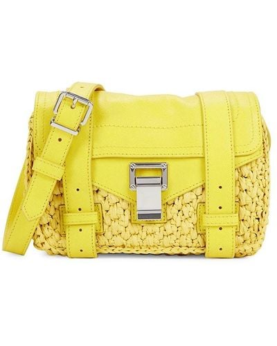 Proenza Schouler Mini Raffia & Leather Crossbody Bag - Yellow